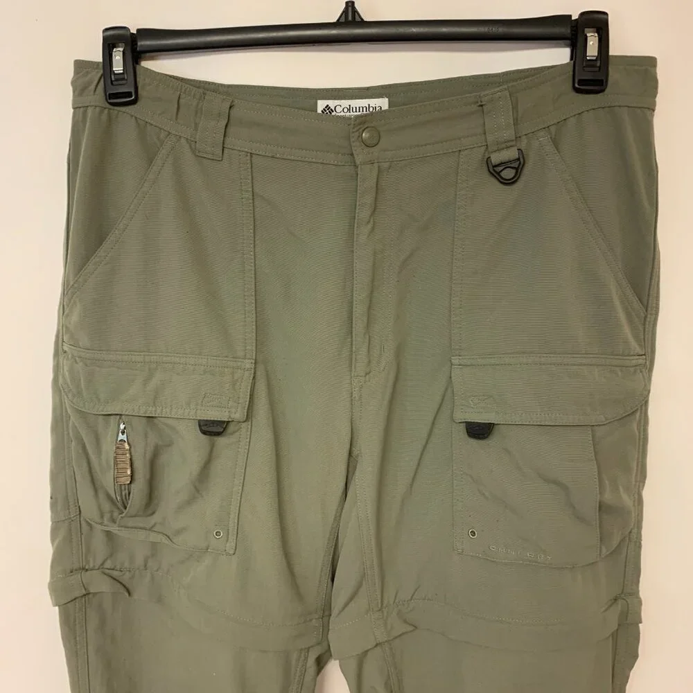 Columbia Mens Pants Size 38W Green Zip Off Legs Gorpcore Rugged Utility Hiking